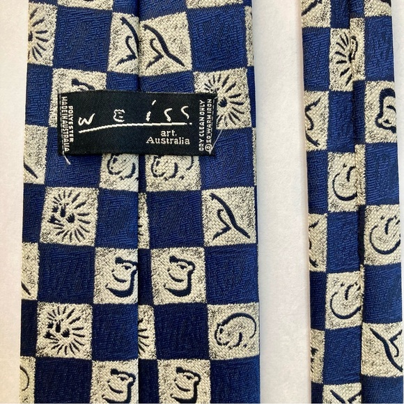 Weiss Art Australia Classic Animal Blue Checked Tie - Picture 2 of 5